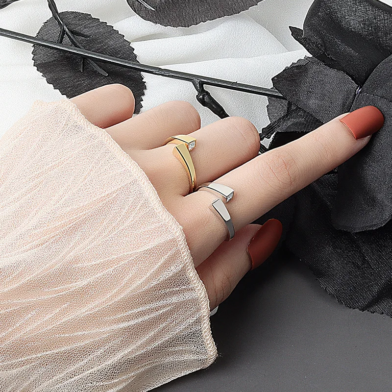 Silver Rings Real 925 Sterling Silver Rings Women vintage zircon open round Engagement Rings Silver 925 Jewelry Anillos Mujer