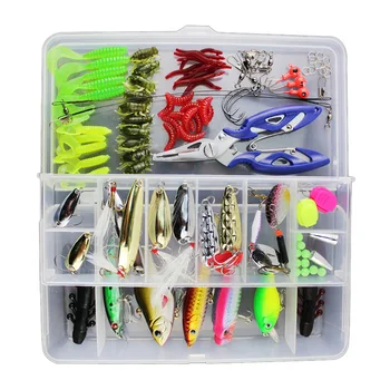 

101pcs Hooks Outdoor Accessories Portable Mixed With Box Baits Plastic Tackle Hard Soft Fishing Lures Set