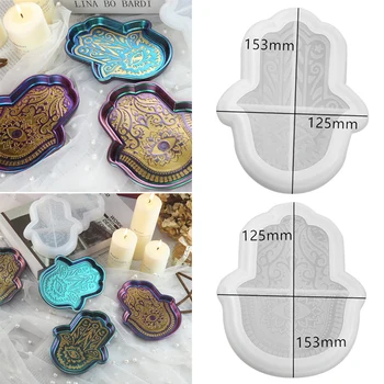 

Silicone Crystal Epoxy Resin Hand Palms Dishes Mold DIY Hand of Fatima Mold Eye of God Mould K2