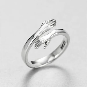 Anillos chapados en plata para mujer, joyería de temperamento con personalidad, anillo de amor creativo, moda, anillo abierto