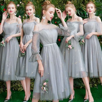 

Gray Off Shoulder Oriental Style Banquet Dresses Chinese Vintage Traditional Wedding Cheongsam Elegant Evening Party Gowns