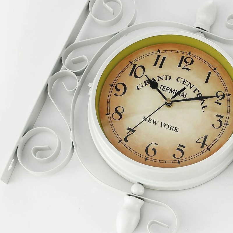 ELEG-1Pcs New European Style Vintage Clock Innovative Fashionable Double Sided Wall Clock Home Bar Decoration
