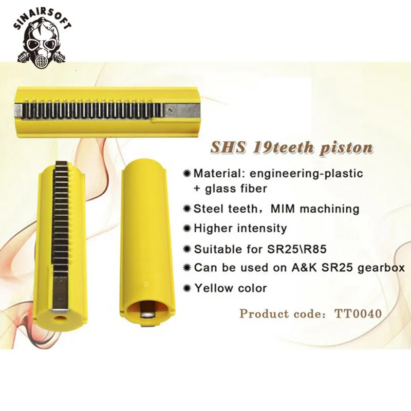 SINAIRSOFT SHS желтый 19 зуб Полный металлический стеллаж поршень для SR-25 и серии L85 может использоваться страйкбол коробка передач Охотничьи аксессуары