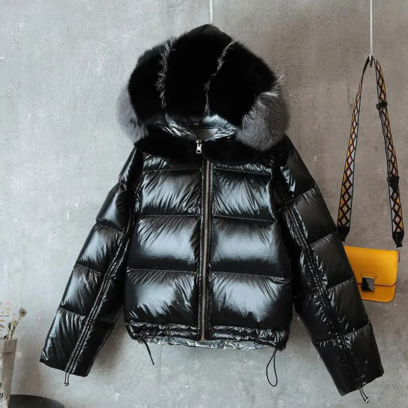 Heydress Двусторонний пуховик, Длинная зимняя куртка с меховым воротником, пуховое пальто с золотым утиным пухом, теплые парки с подкладкой, толстая зимняя верхняя одежда - Цвет: faux collar-Black