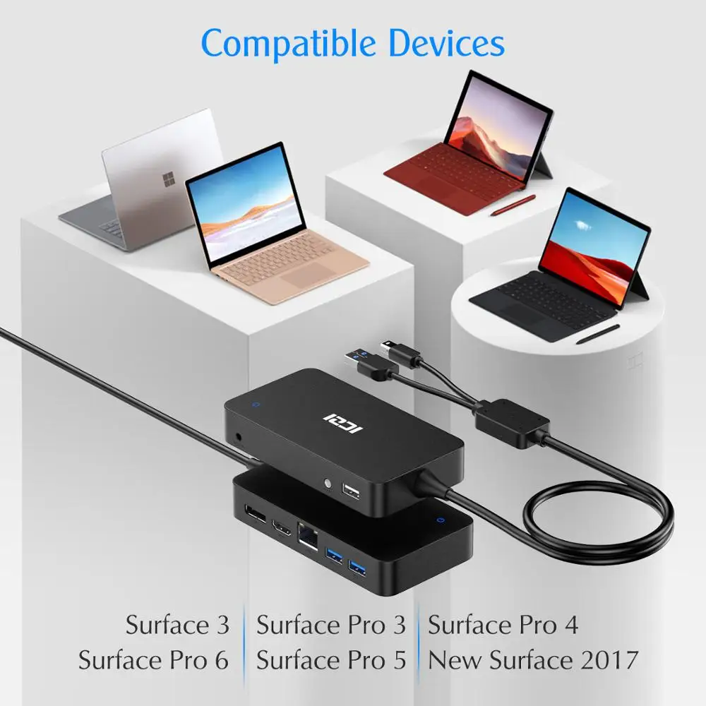 ICZI Surface Dock USB Hub with HDMI DP Ethernet Lan port USB 2.0/3.0 Port Docking Station for Microsoft Surface Pro 6 5 4 3