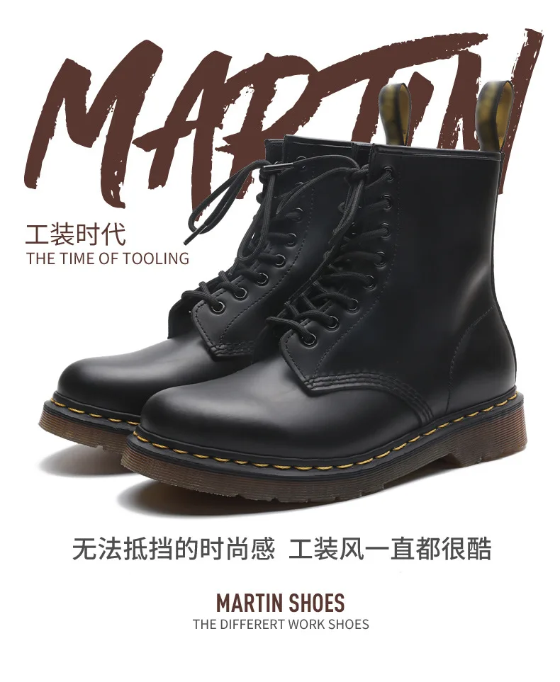 Модные женские Ботинки Martin из натуральной кожи; сезон осень-зима; ботильоны на платформе в байкерском стиле; женские ботинки; Военная обувь