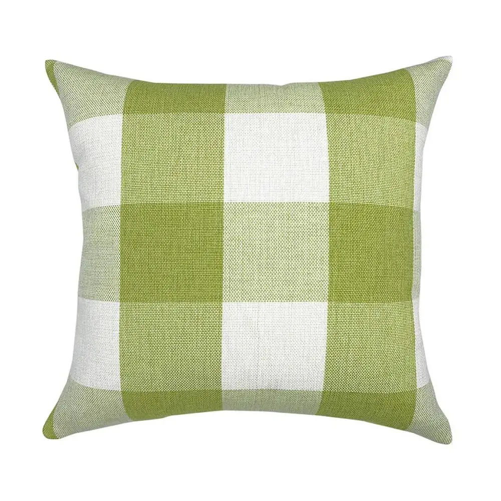 45x45 см квадратном каблуке, в клетку и полоску; льняная наволочка мягкий диван Чехол для подушки узкие наволочки Диванный домашний декор Q3 - Цвет: Green