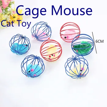 

Funny Kitten Interactive Toy Scratch Ball Simulated Mouse Rat Mice Cage Plastic Artificial Colorful Cat Teaser Pet Cat Supply