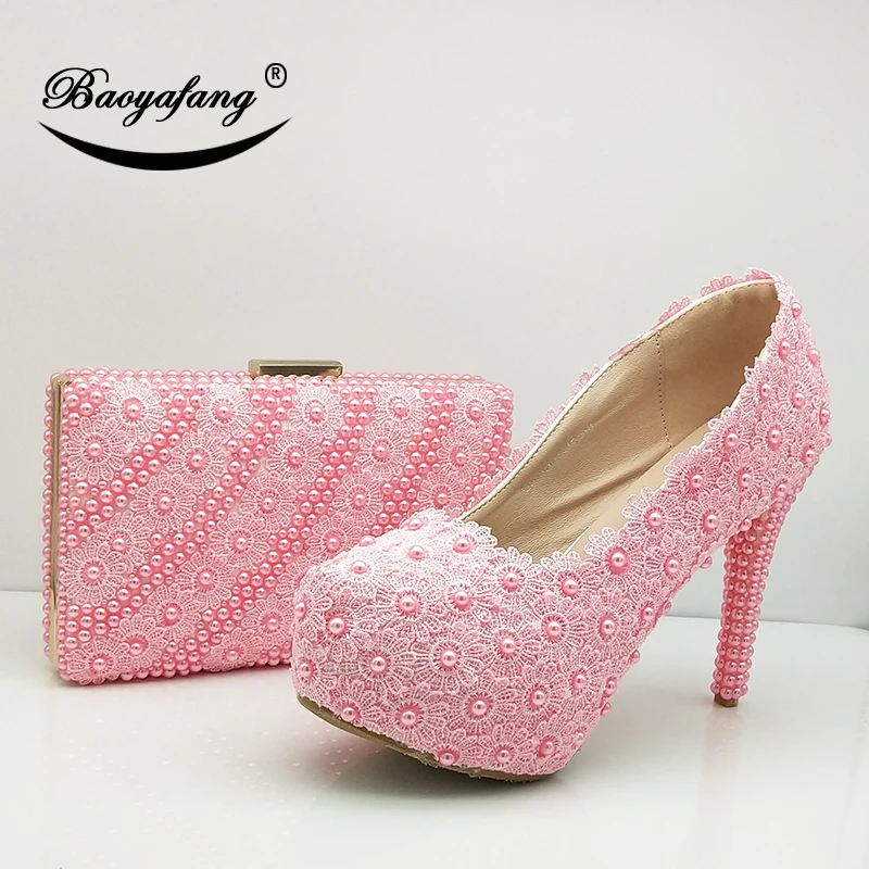 pink heels and matching bag