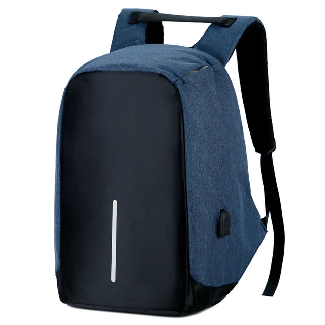 Anti-theft Backpack Bag 15.6 Inch Laptop Men Backpack Waterproof Business USB Charger Rucksack Travel Backbag School Backpack Blue