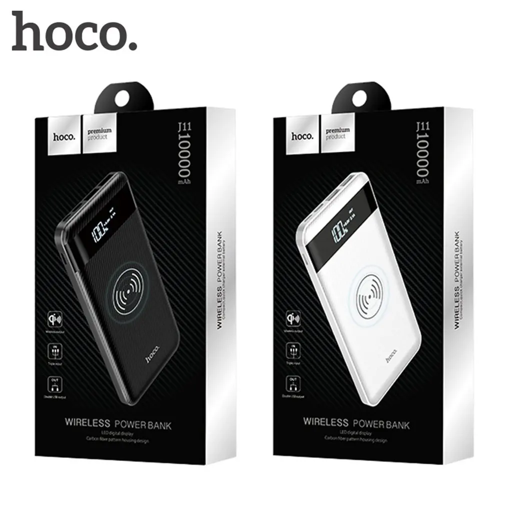 HOCO power Bank 10000 мАч Мини USB светодиодный дисплей внешний аккумулятор портативный внешний аккумулятор быстрая зарядка с ремешком