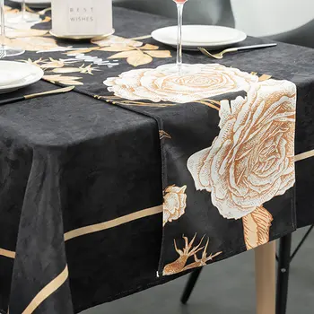 

Black Gold Printed Table Runner Modern Fashion Waterproof Tablecloth Table Runner Black Print TV Cabinet Cover Towel Cover Cloth