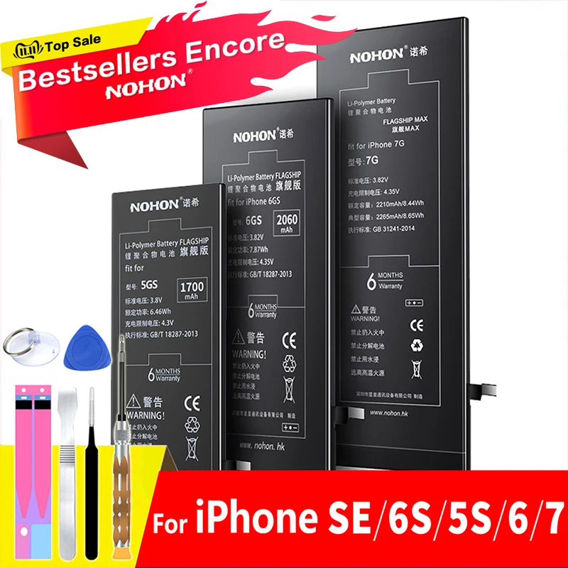 Baratos Batería NOHON para Apple iPhone SE 6S 5S 6 7 Bateria de repuesto para iPhoneSE iPhone6 iPhone7 iPhone5S baterías de teléfonos móviles