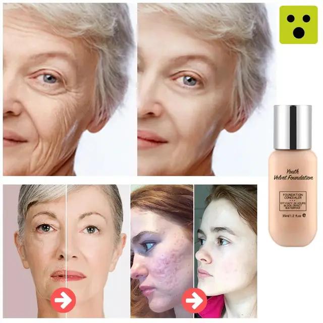 LULAA Age Back Foundation Base Makeup Age Rewind Matte Liquid Foundation Full Coverage Concealer Waterproof Matte