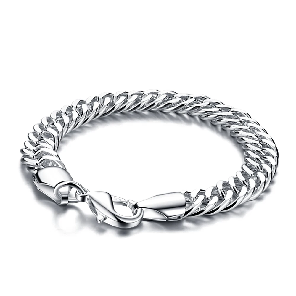 2021 New Trendy Cuban Chain Men Design Cuff Bracelet 925 Sterling Silver Bangles Vintage Male Hand Bracelets Jewelry | Украшения и