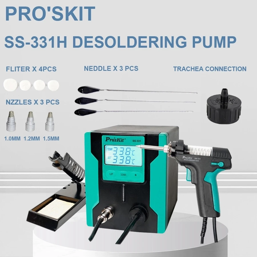 Выпуск Pro'sKit SS-331H ESD lcd цифровой электрический насос для распайки BGA всасывающий вакуумный припой присоска пистолет - Цвет: 331H