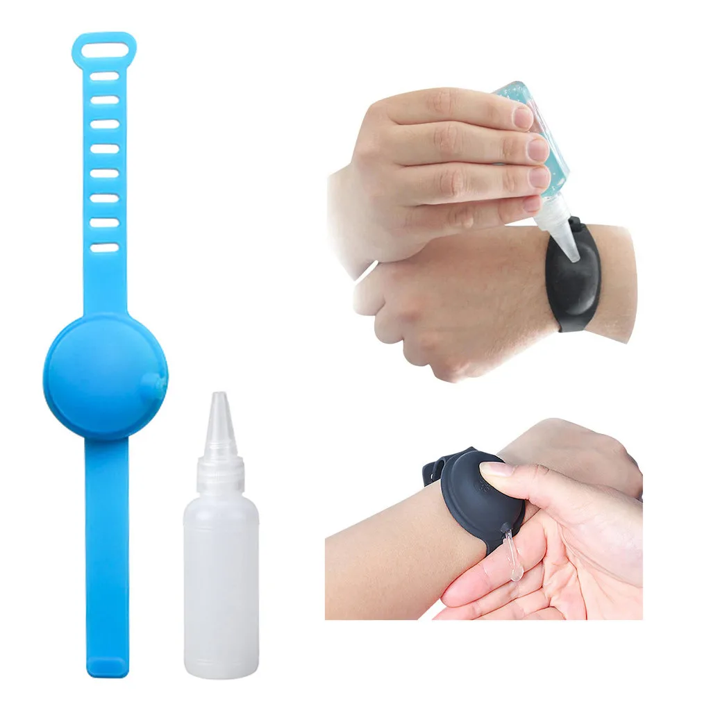 

Adult Kid Hand Sanitizer Dispensing Belt Watchband Portable Bracelet Wristband Hand Dispenser Silicone Watchbands+15ML Bottle