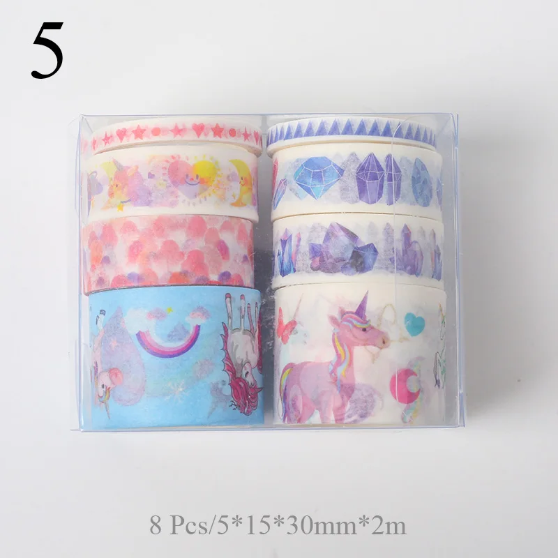 8 шт./компл. милый Единорог КИТ лента Washi Kawaii изоляционная лента декоративная клейкая лента Стикеры Скрапбукинг дневник раздатчик канцелярской ленты - Цвет: 5
