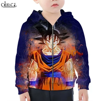 

CLOOCL Newest Japanese Anime Dragon Ball Boy Girl Zipper Hoodie 3D Print Kids Hooded Family Fitted Casual Streetwear Tops