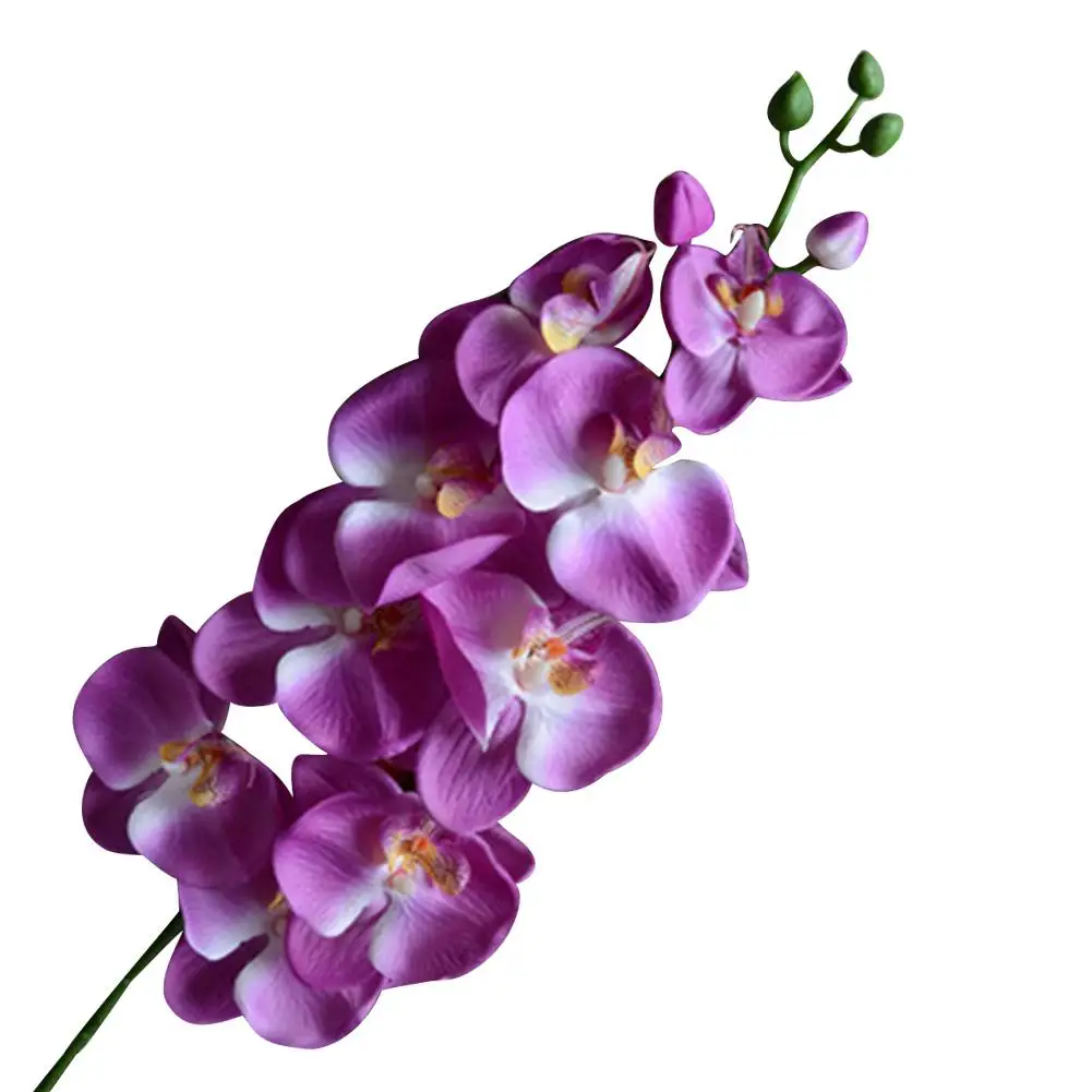 Purple Орхидея, искусственные цветы, декоративные, сделай сам, Бабочка, Орхидея, латексный Шелковый букет цветов, свадебное украшение для дома - Цвет: Purple