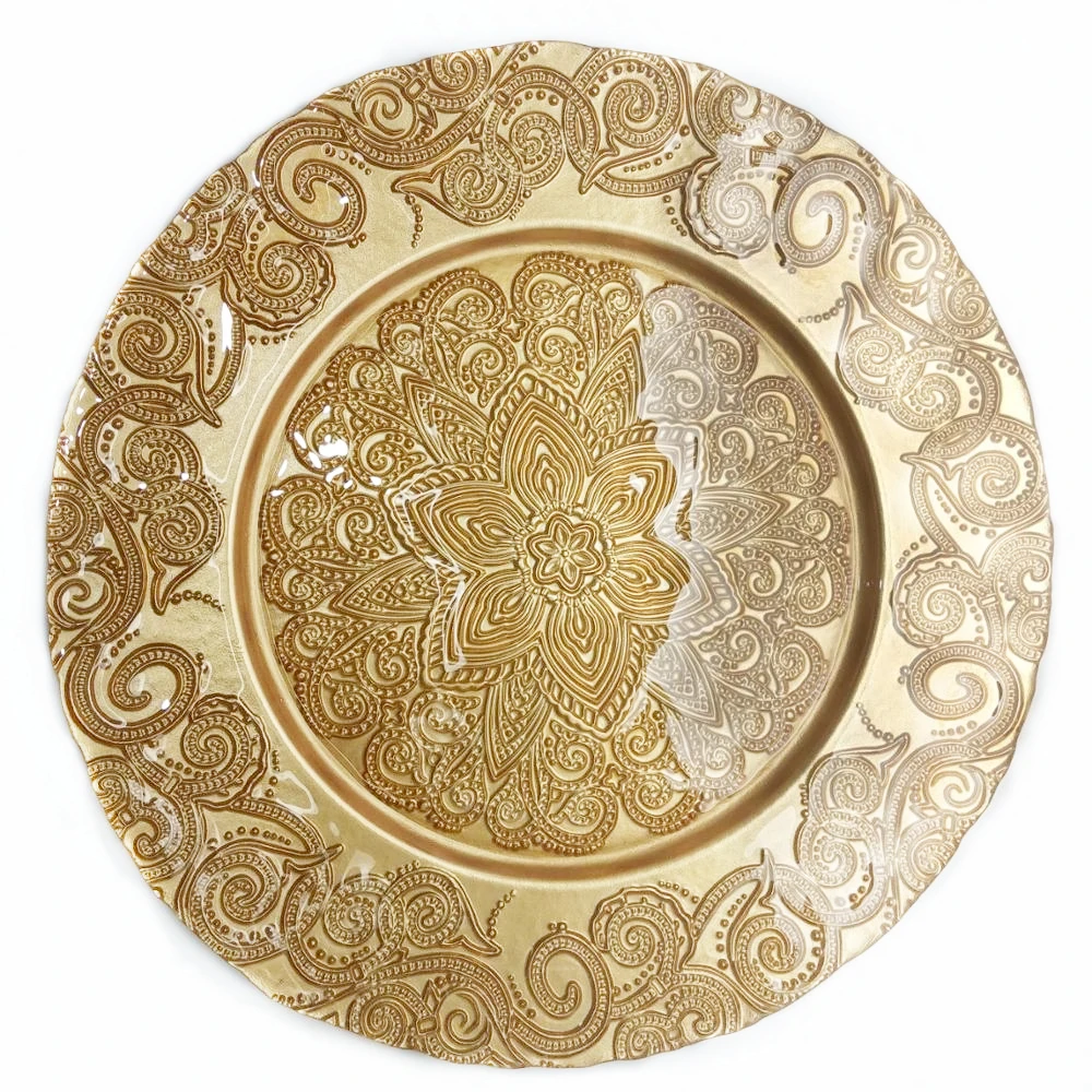 

Glass Wonderful Design Charger Plate For Banquet Wedding Party Gold Fancy Event Decoration Dinner Plates