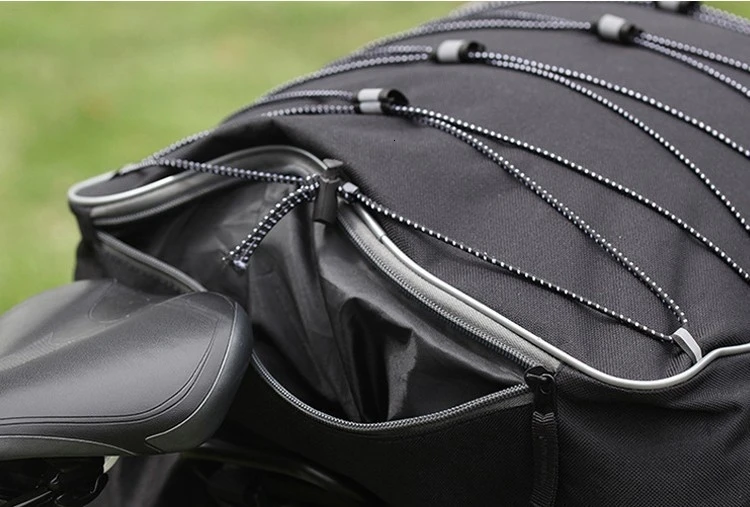 Sale Bicycle Trunk Bags Cycling Double Side Rear Tail Seat Pannier Pack Bike Luggage Container Bag with Fixed Belt+A Rainproof Cover 14