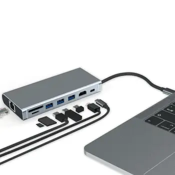

9 In 1 Usb-C Adapter With 4K Usb C To Hdmi Charging 3X Usb 3.0 Sd/Tf Card Reader Usb C To 3.5Mm Gigabit Ethernet Usb C Dock