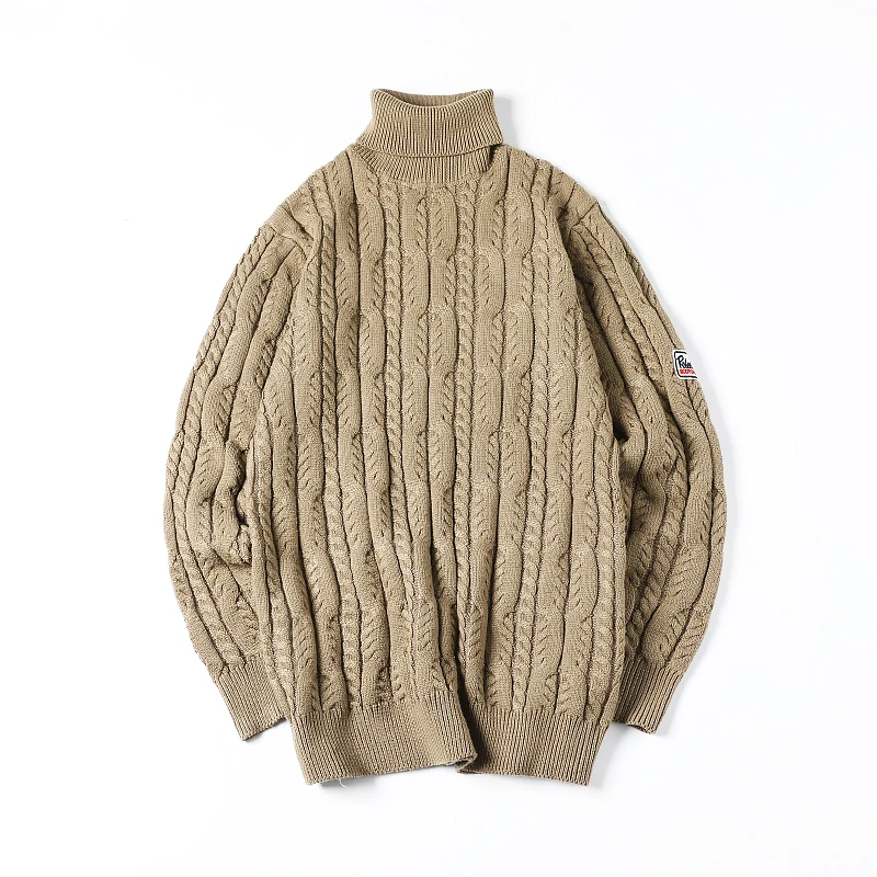 2019 Sweater Men Turtleneck Thick Warm Mens Sweaters Wool Pullover High Turtle Neck Casual Male Sweter Pull Homme Khaki Pullover