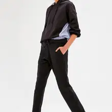 Trendyol черные тканые трикотажные спортивные штаны detayl TWOAW20EA0020