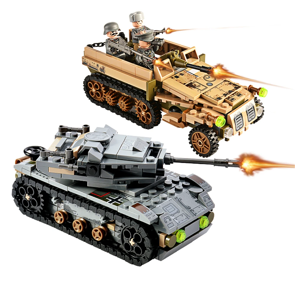 Tanie 1061 sztuk Tank Building Blocks zabawki helikoptery Minifigure pojazd samolot chłopiec klocek edukacyjny wojskowy kompatybilny LegoED cegły
