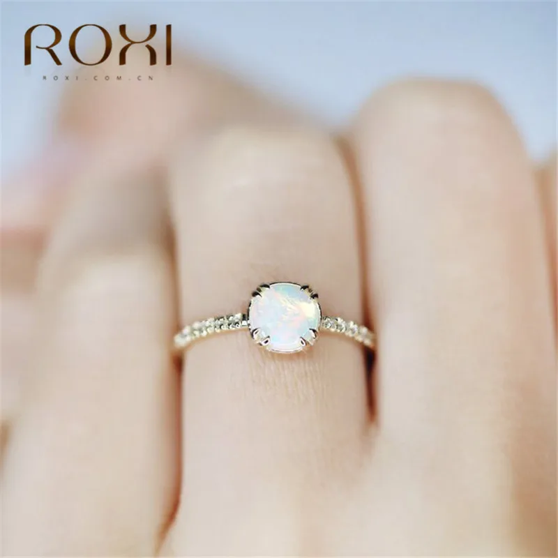 ROXI модные обручальные кольца Белый огненный опал кольца для женщин винтажный Модный Ювелирный камень кольцо обручальное подарок обручальное кольцо