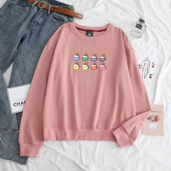

Sweatshirts Bear Kawaii Cute Cartoon Printed Hoodie Men Women Long Sleeve For Autumn Winter Streetwear Tops O-neck Pullover