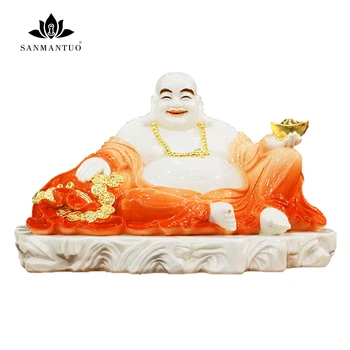 

Buddhist supplies Maitreya White Marble God of Wealth Buddha Statue Home Decoration Maitreya Big Belly Buddha Statue