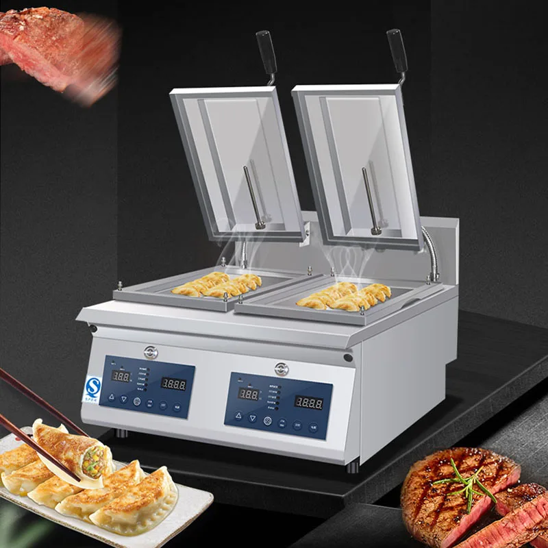 

220V Commercial Electric Crepe Pancake Furnace Chinese Pan-Fried Bun Electric Chow Mein Dumplings Frying Furnace Machine