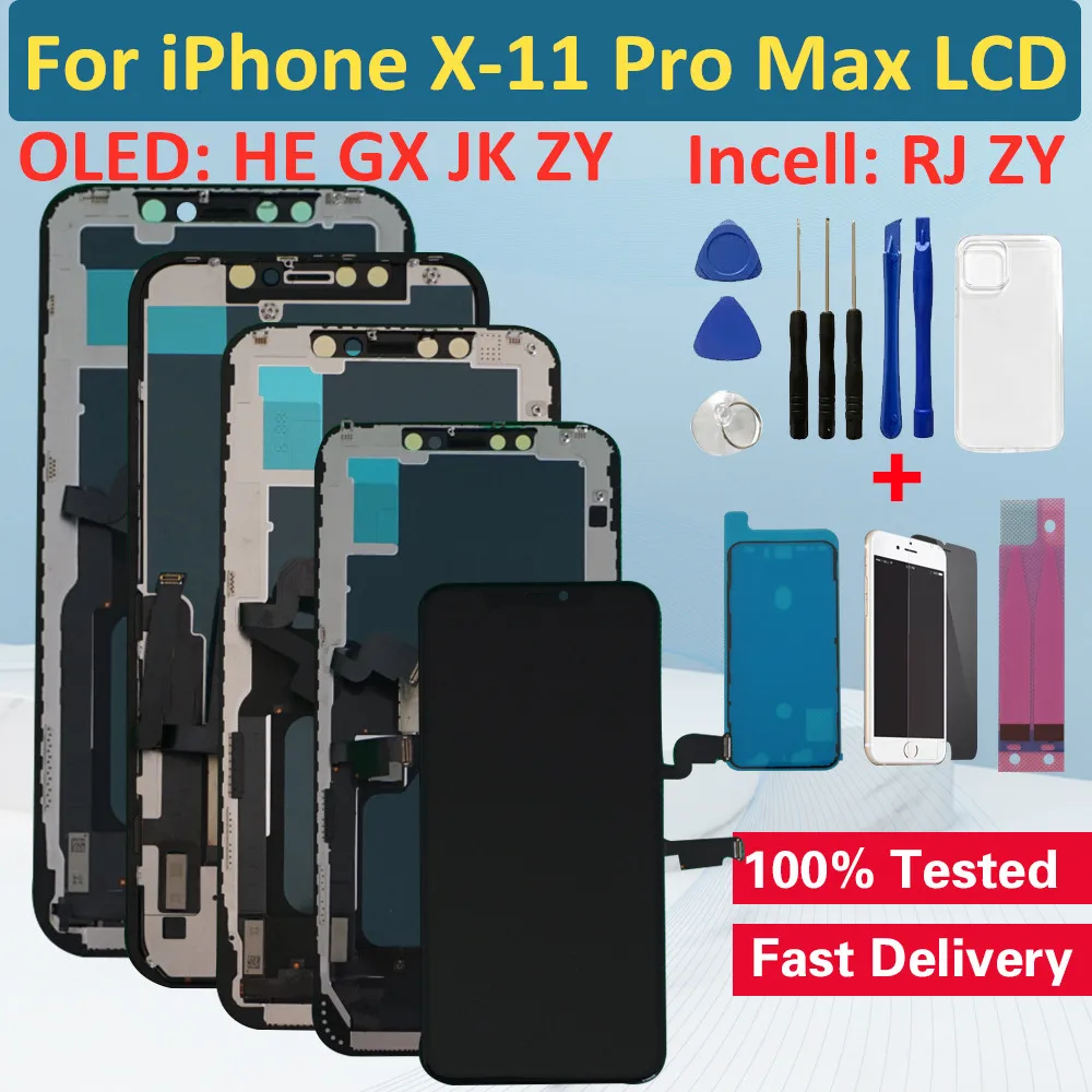 GX OLED Incell Pantalla For iPhone X LCD 11 Pro MAX Display Touch Digitizer Assembly For iPhone XS MAX LCD Replacement XR Screen