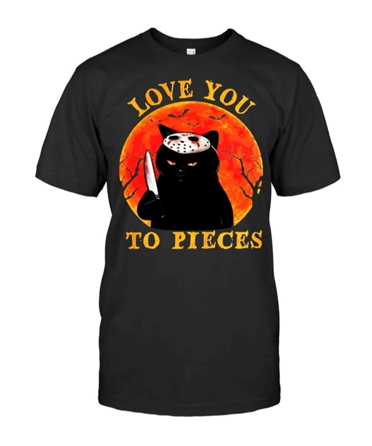 Футболка с забавным мемом из фильма Хэллоуин черная кошка надписью Love You to nice
