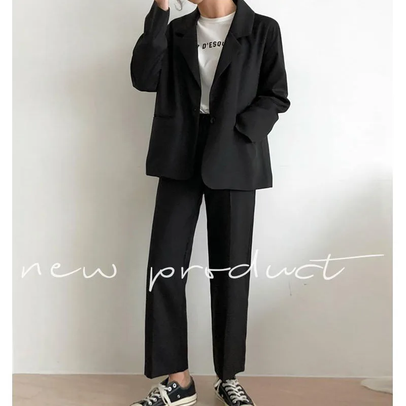 

Women's suit 2020 spring and autumn new suit jacket nine-point pants two-piece set solid color was thin temperament wild women's