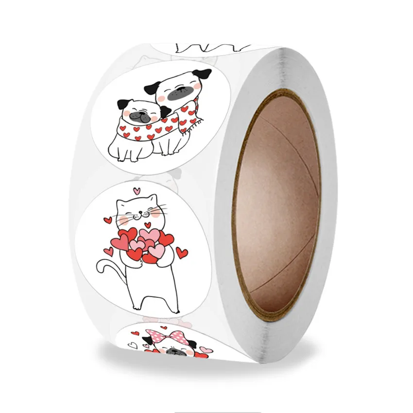 

Valentine's Day Animals Love Heart Stickers Seal Label for Gift Package Wedding Party Decoration Scrapbooking Stationery Sticker