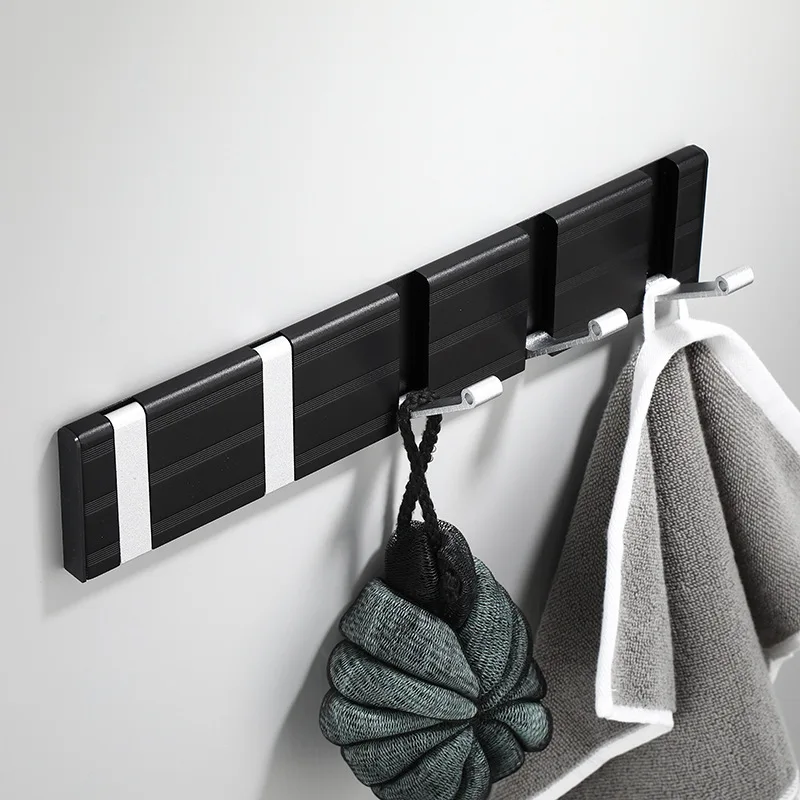 Wall Hook Hanger Foldable Hook Wall Hook Hook Coat Hanger Coat Rack Creative Hanging Bag Invisible Porch Door Back/Black