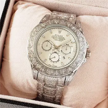 

brand fashion classic quartz mens watch 2020 chronograph rubber belt date wristwatch rose gold metal watch men 784