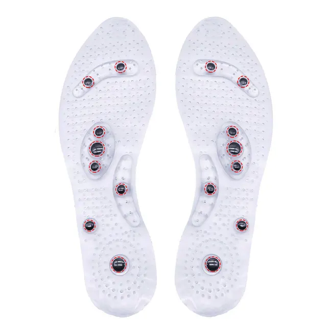 Unisex Magnetic Massage Insoles Foot Acupressure Shoe Pads Therapy Slimming Insoles for Weight Loss Transparent Transparent