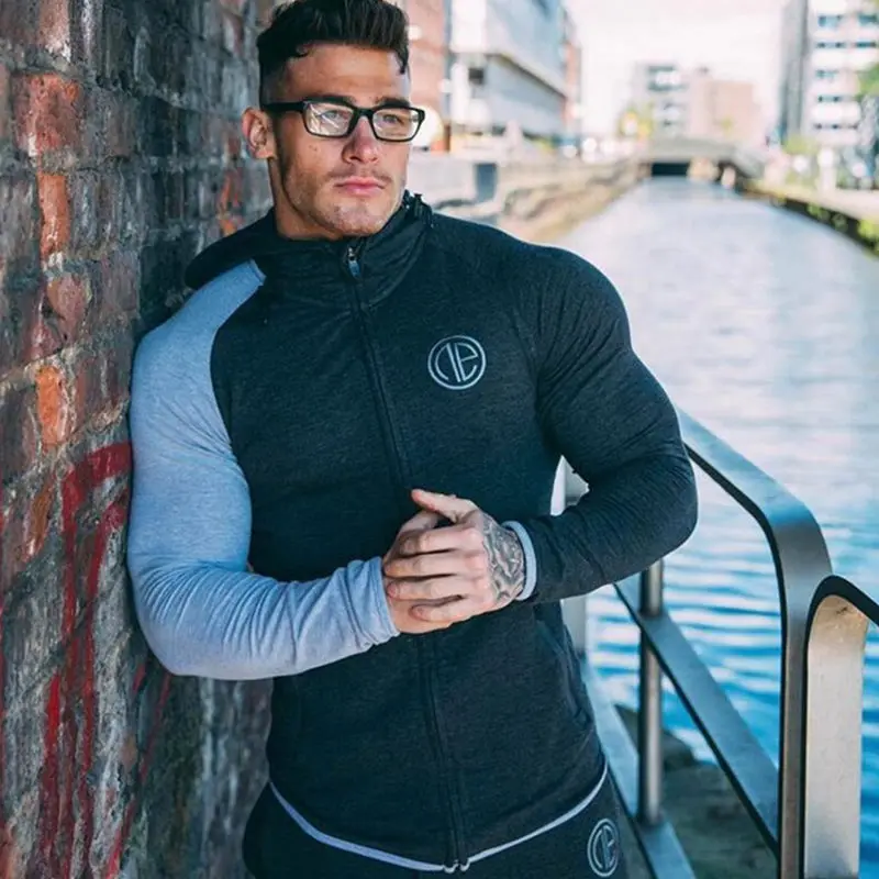 Mens Running Sportswear Sets Sweatshirt Sweatpants Gym Fitness Bodybuilding Hoodies Tops Pants Male Jogging Workout Tracksuits