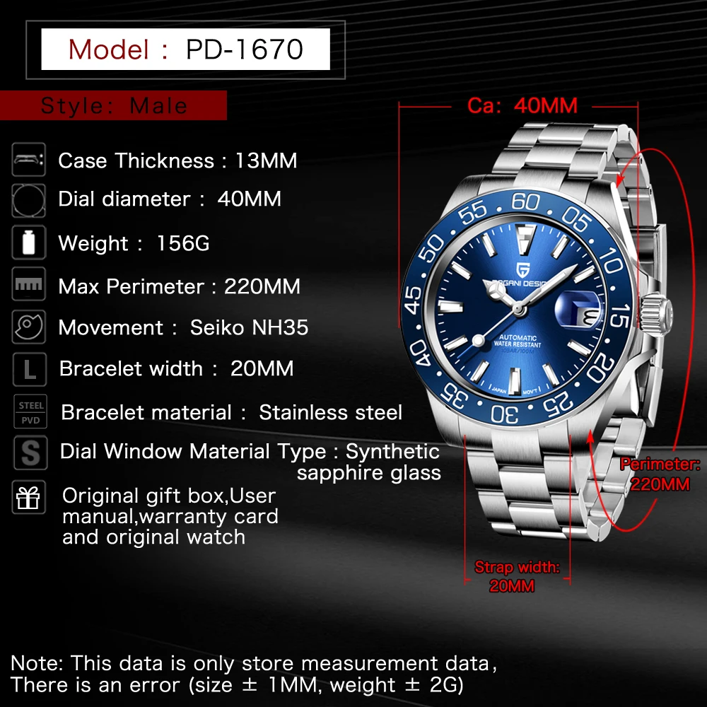 Reloj Hombre 2020 New PAGANI DESIGN Top Brand Men Automatic Mechanical Wristwatch 40mm Sapphire Glass Stainless Steel Men Watche 6 Hece1150f5487460b8fd2304871a5c849Q