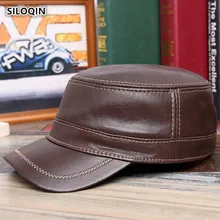 SILOQIN шляпа из натуральной кожи Snapback Мужская Женская осенне-зимняя качественная воловья кожа армейские кепки регулируемый размер досуг теплая плоская кепка