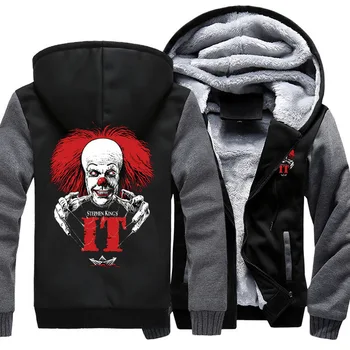 

Movie Stephen King's It Clown cosplay costume Thicken Hoodie Zipper Jacket Sweatshirts MEN WOMEN Fleece Outwear Coat top