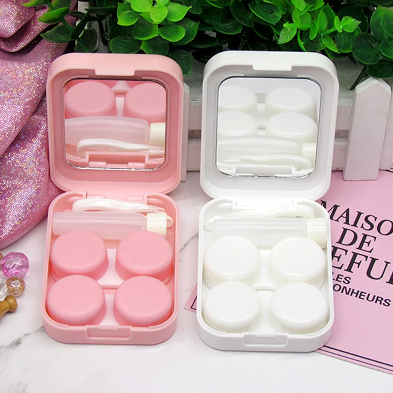 Contact lenses tools Strawberry Contact Lens Case Stick Mirror Set Contact Lens Partner Container Storage Holder