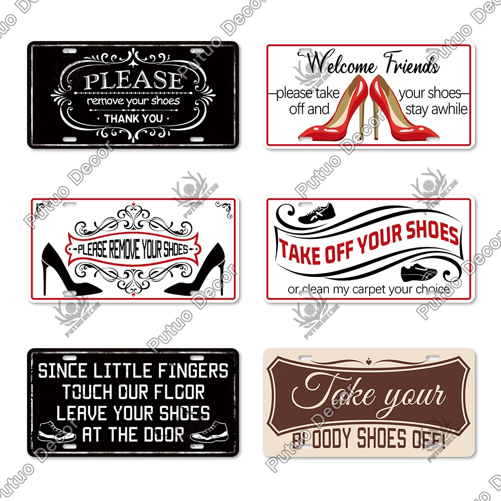 Please Remove Your Shoes Sign Board Sticker Pack of 6 (8 & 6 inches) |  Please