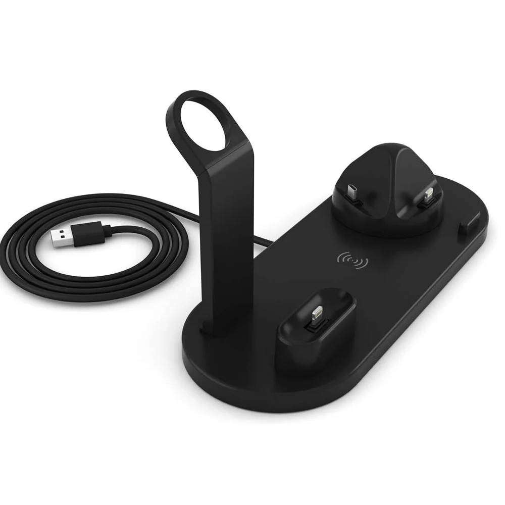 HEYPOD 3 в 1 зарядная док-станция держатель для iPhone X XR 11 8 Plus Airpods USB Беспроводная зарядная станция база для Apple Watch 4/3/2/1 - Цвет: Black
