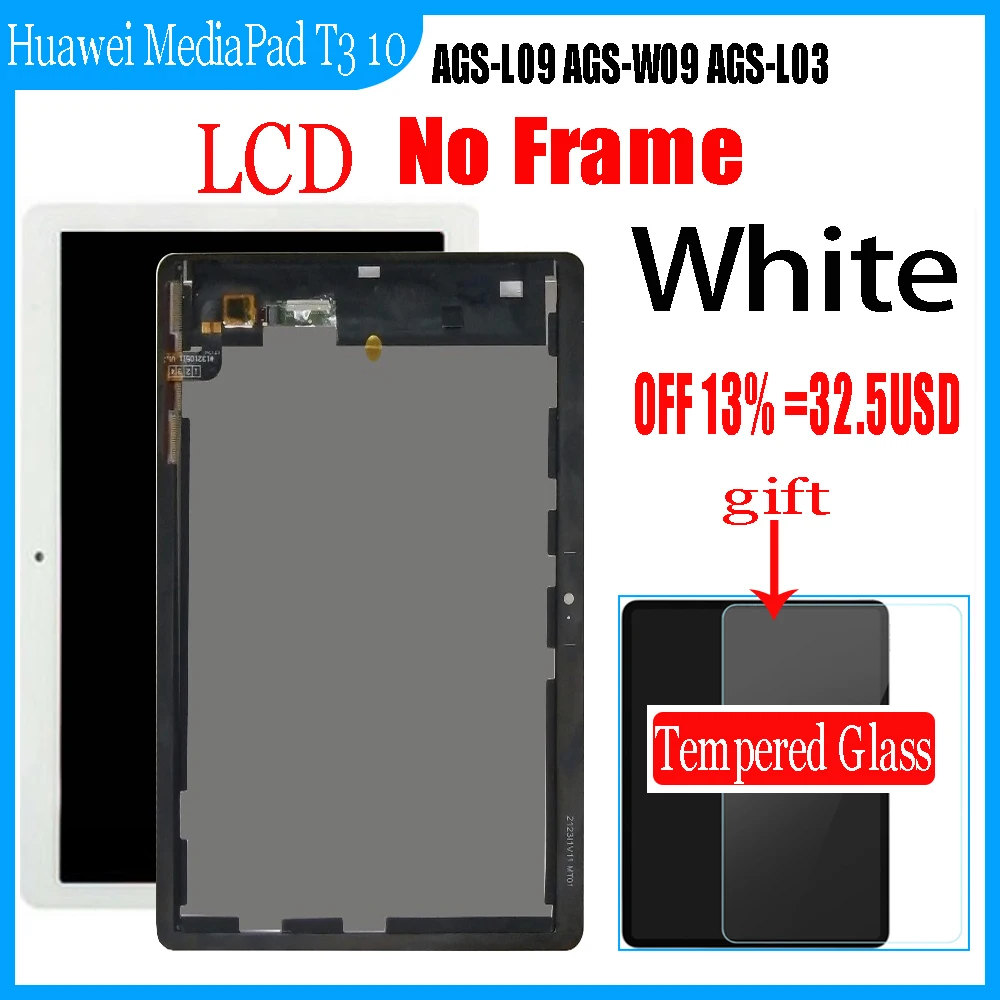 Display Lcd com Tela Sensível ao Toque Digitador Montagem Filme de Vidro Huawei Mediapad t3 10 Ags-l09 Ags-w09 Ags-l03 t3 96 Lte 96 - Imagem 3