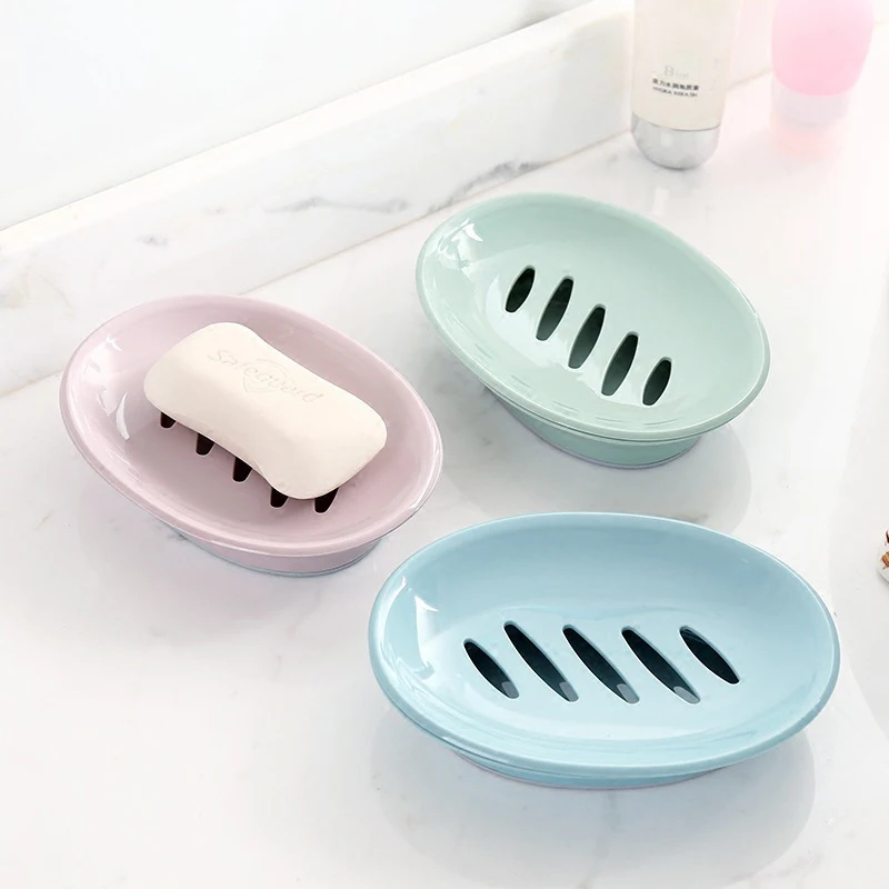SimpleLife Soap Holder Drainable Soap Dish Portable Non Slip Drain Storage Tray Oval Holder for Shower Bathroom Kitchen
